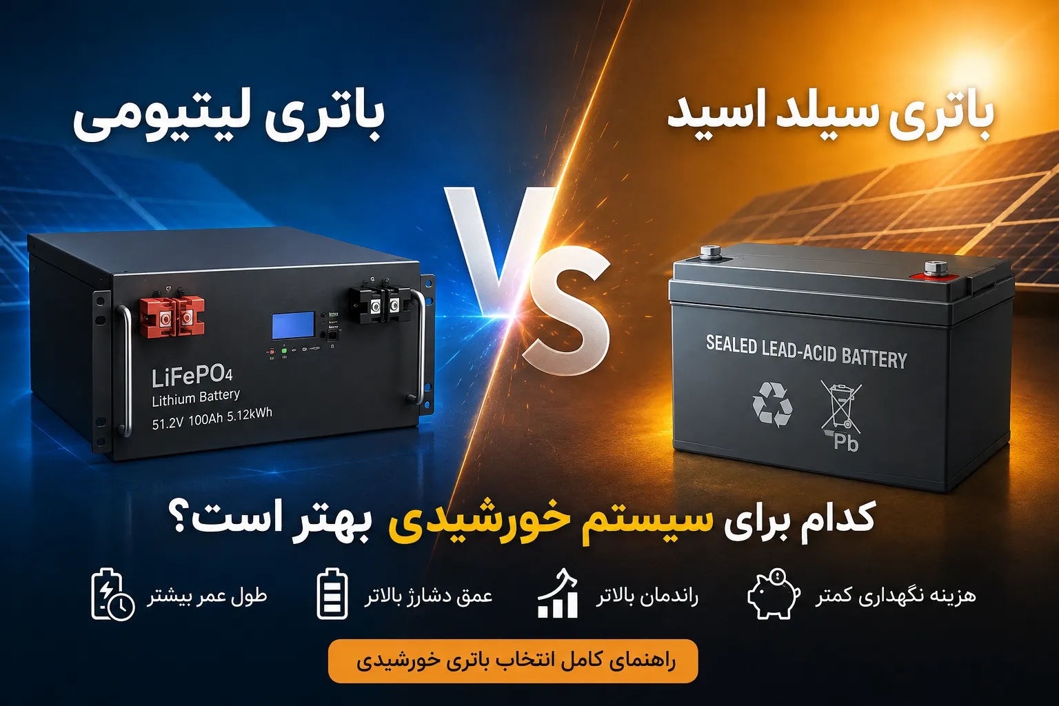 باتری لیتیومی یا سیلد اسید؟ کدام برای سیستم خورشیدی بهتر است؟