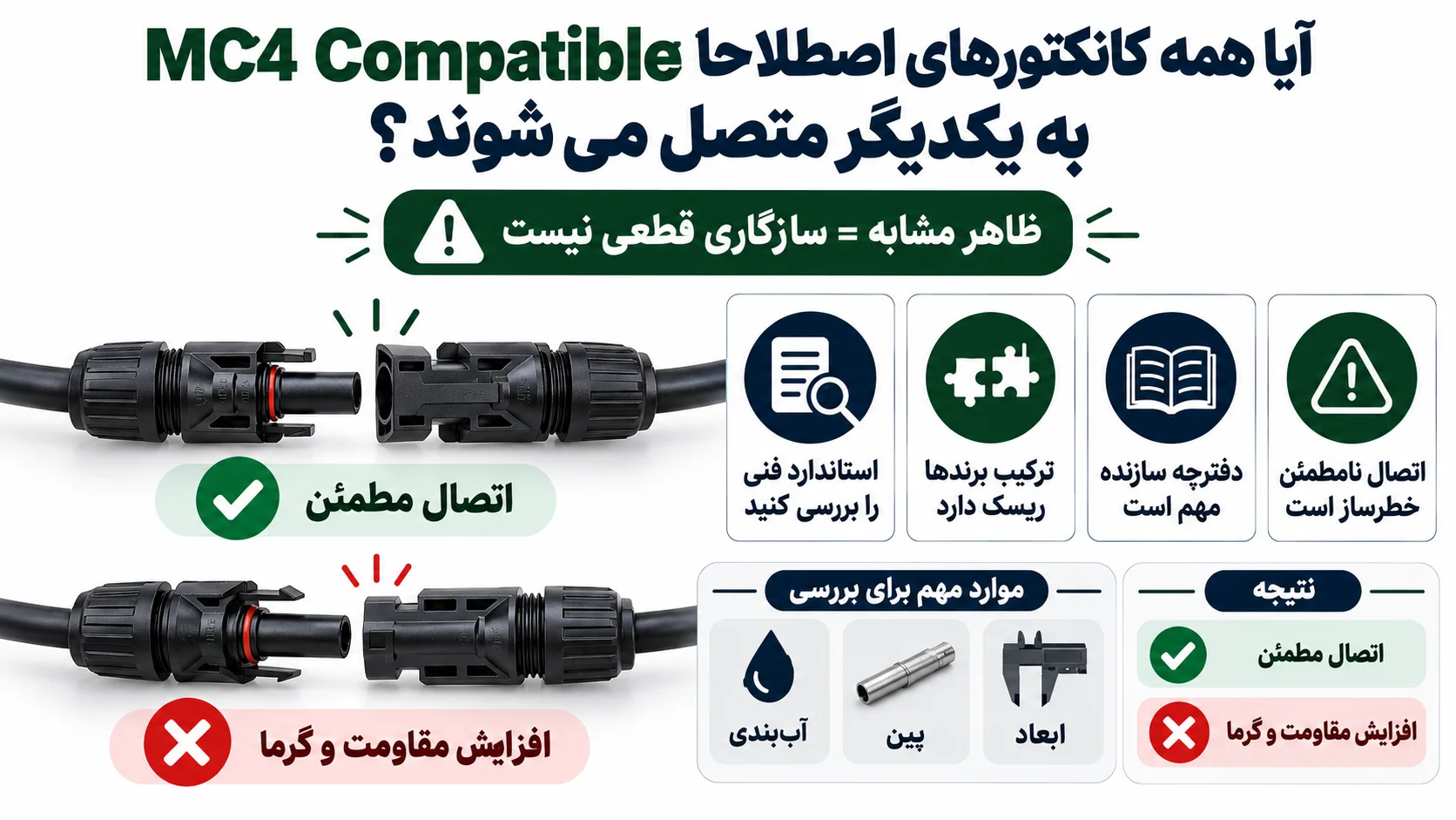 آیا همه کانکتورهای اصطلاحا MC4 Compatible به یکدیگر متصل می شوند؟