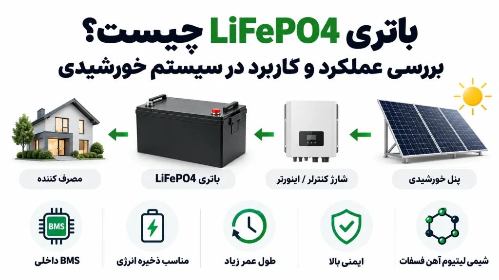باتری LiFePO4 چیست؟ بررسی عملکرد و کاربرد در سیستم خورشیدی