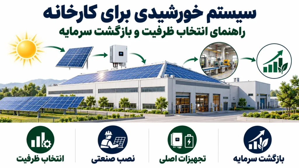 سیستم خورشیدی برای کارخانه، راهنمای انتخاب ظرفیت، هزینه اجرا و بازگشت سرمایه
